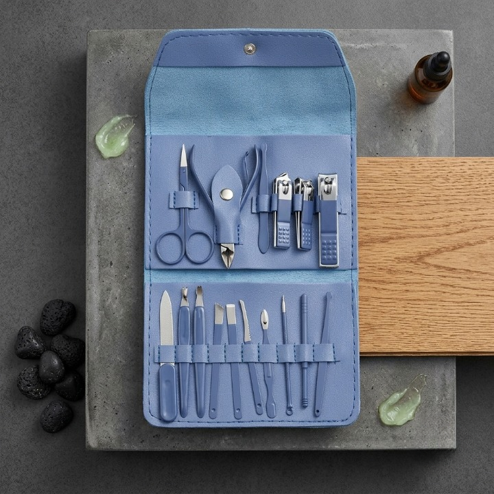 16-Piece Premium Personal Manicure & Pedicure Grooming Kit