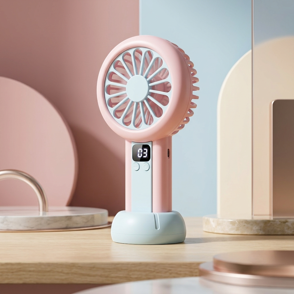 Portable LED Display Rechargeable Mini Fan