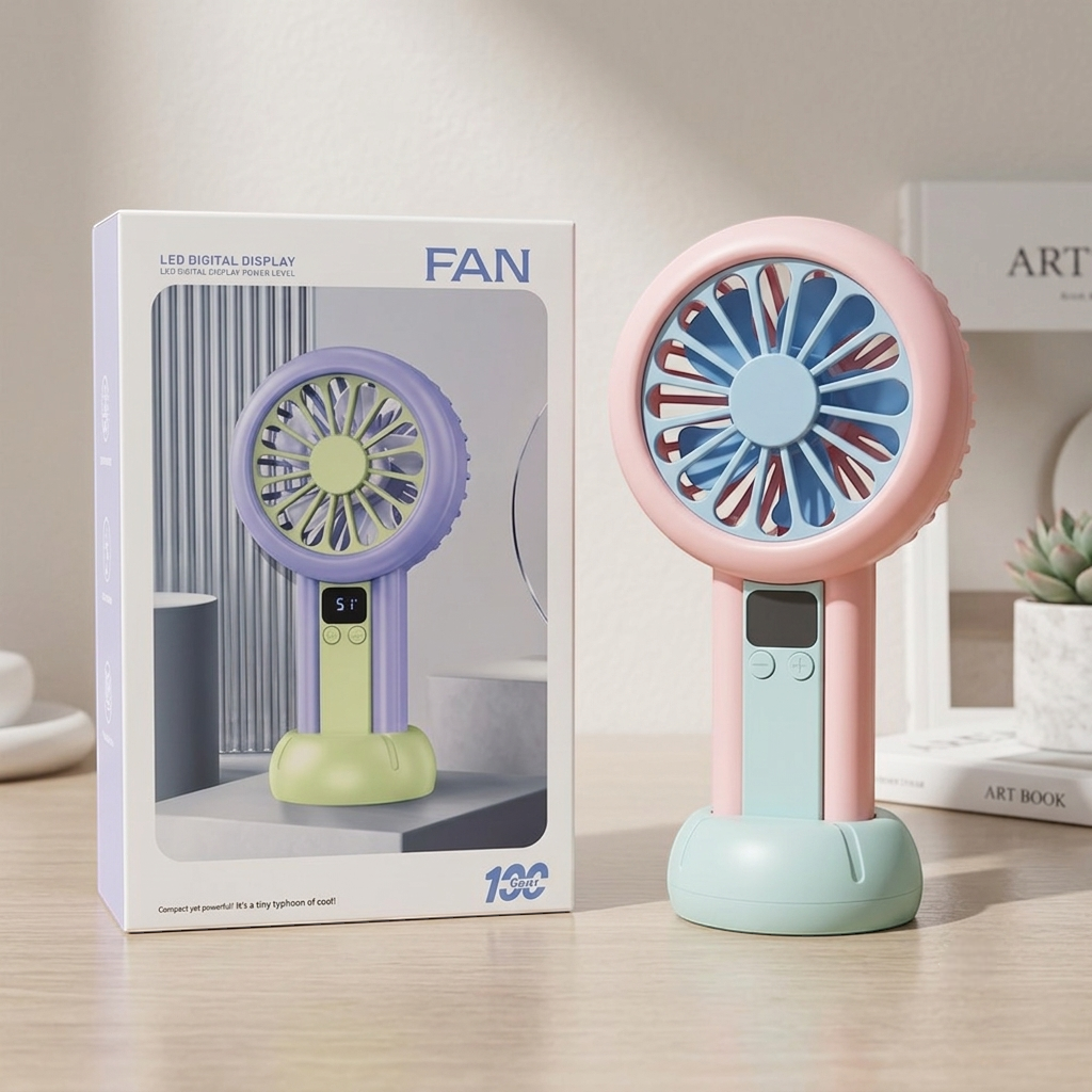 Portable LED Display Rechargeable Mini Fan
