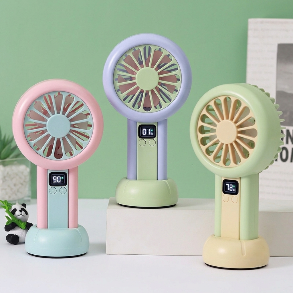 Portable LED Display Rechargeable Mini Fan