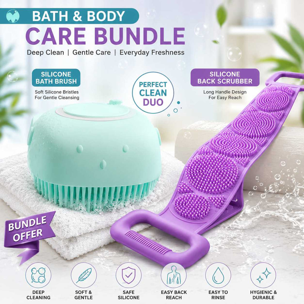 2-in-1 Silicone Bath Brush & Back Scrubber
