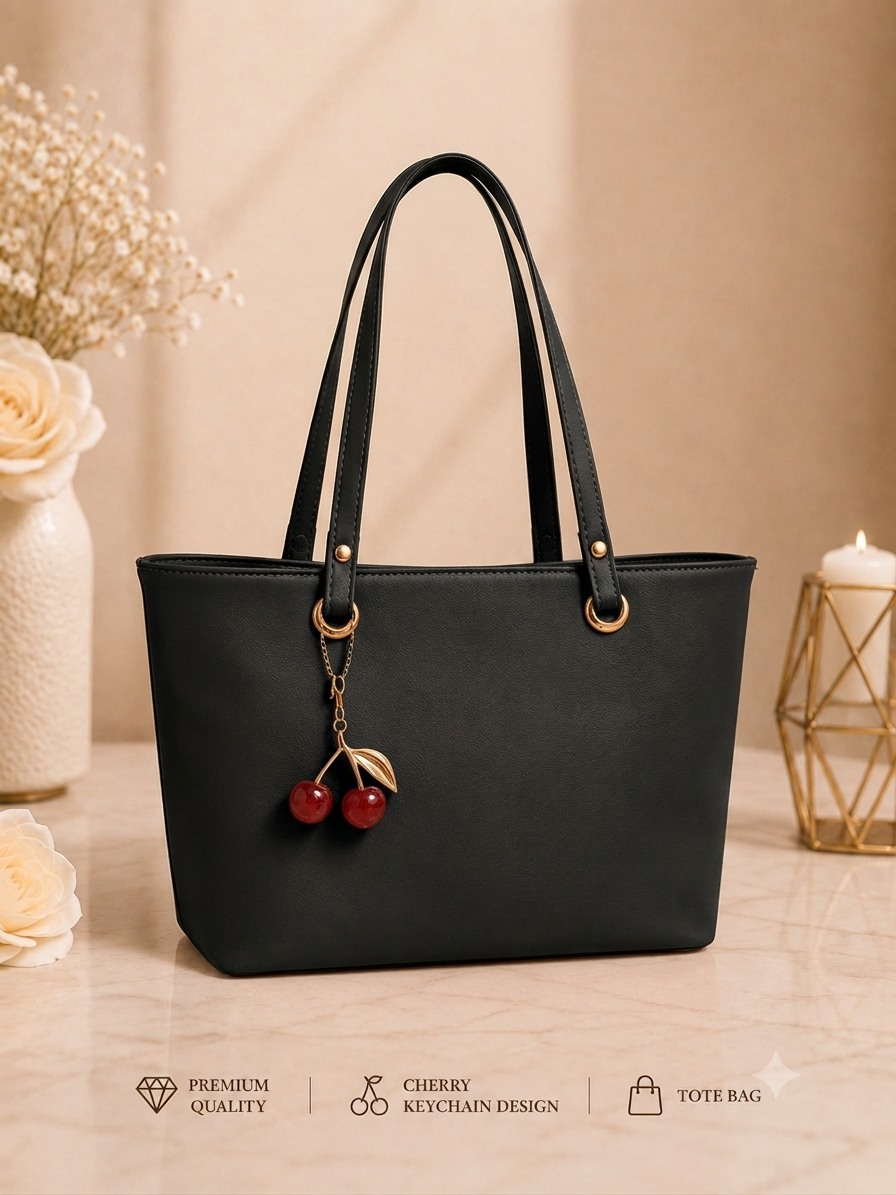 Cherry Charm Women's Bag with Dual Zip Compartments