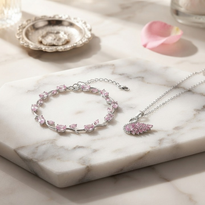 Tulip Bracelet With Swan Necklace