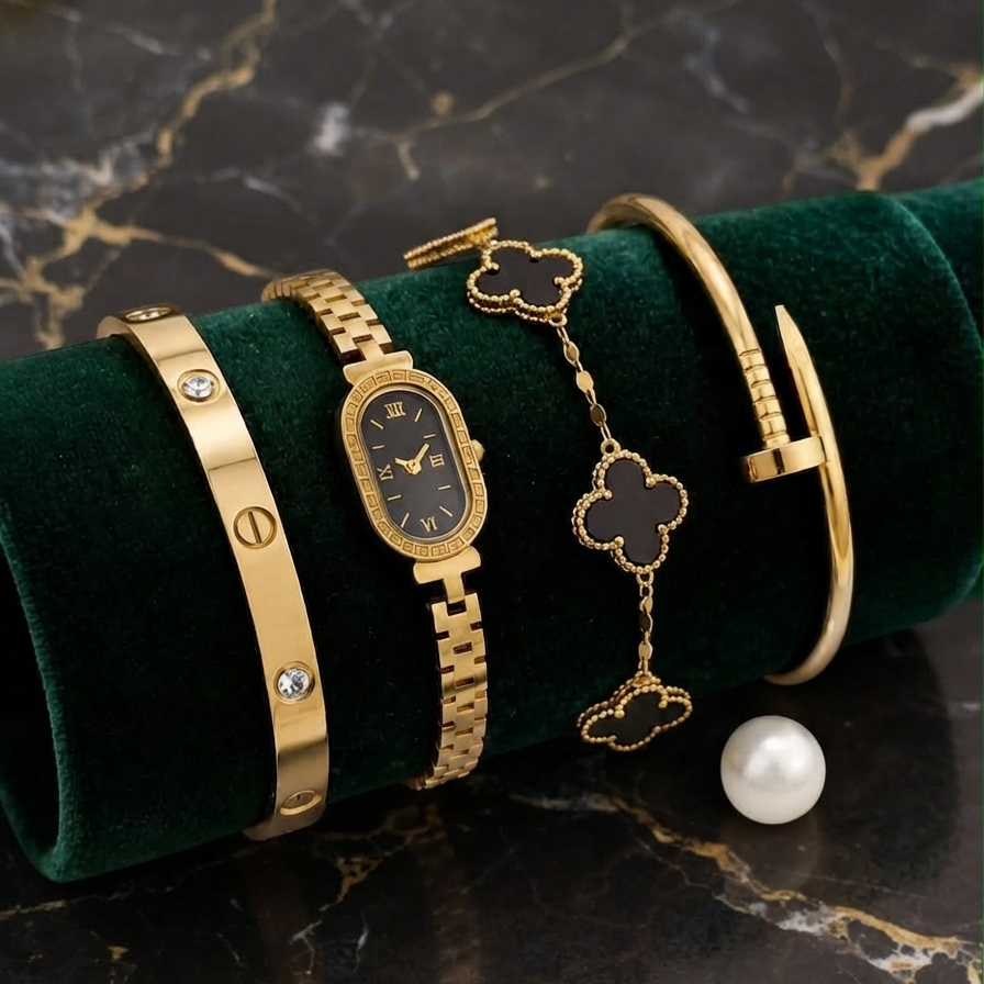 4 Piece Bracelet, Watch And Bangle Combo