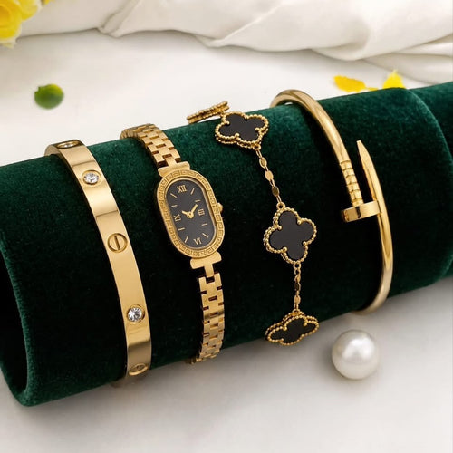 4 Piece Bracelet, Watch And Bangle Combo