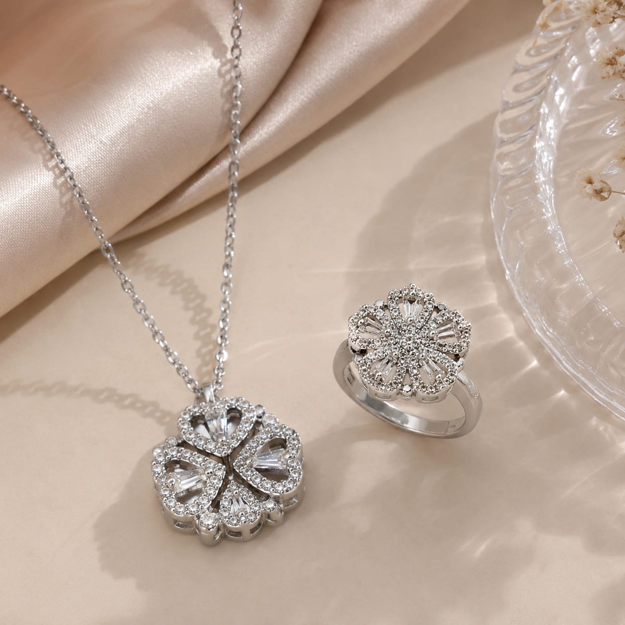 Stylish Floral Design Jewelry Set for Women